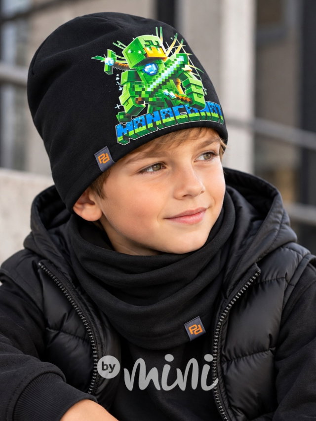 Čepice s nákrčníkem Minecraft černá