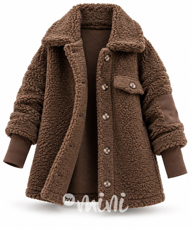 Beránkový fashion kabátek chocolate