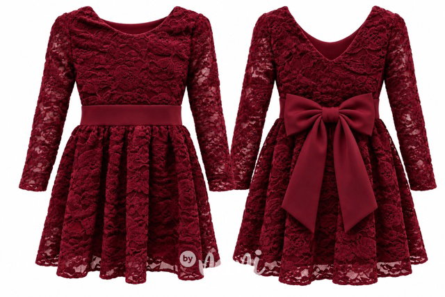 Sváteční šaty Velvet bow bordo