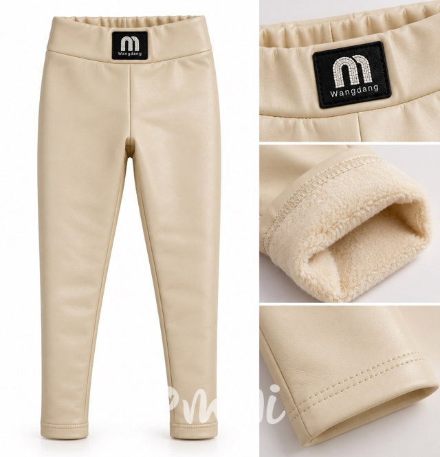 Zateplené eco leather legíny vanilla