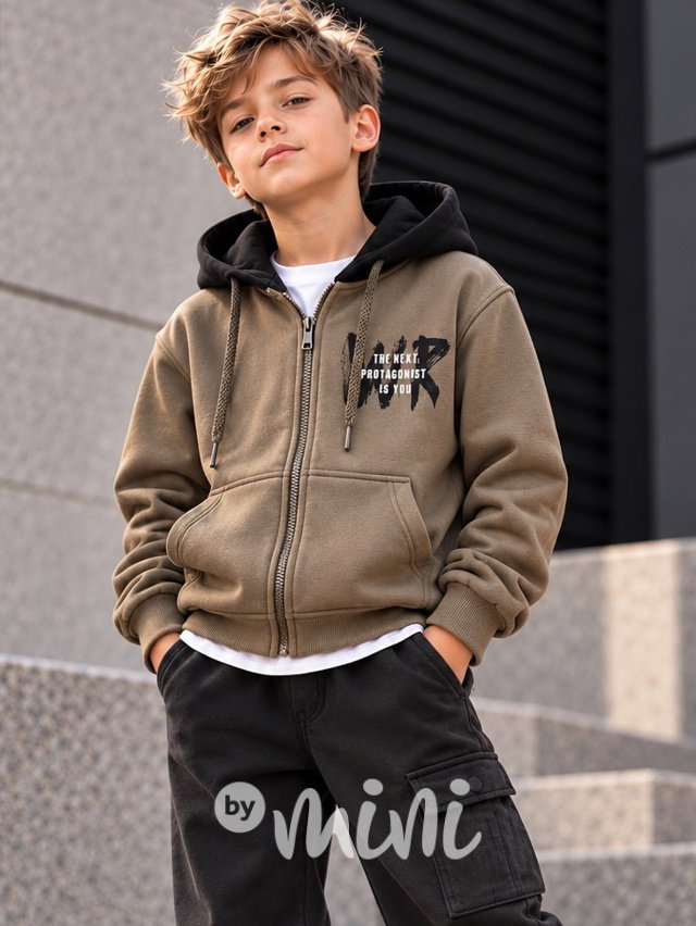 Zateplená mikina beige/black