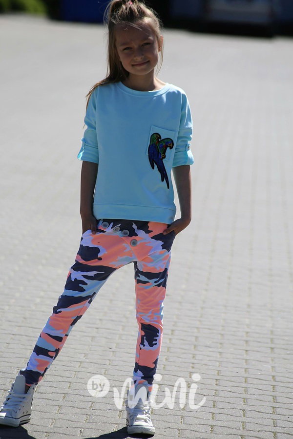 Neon orange&mint army baggy