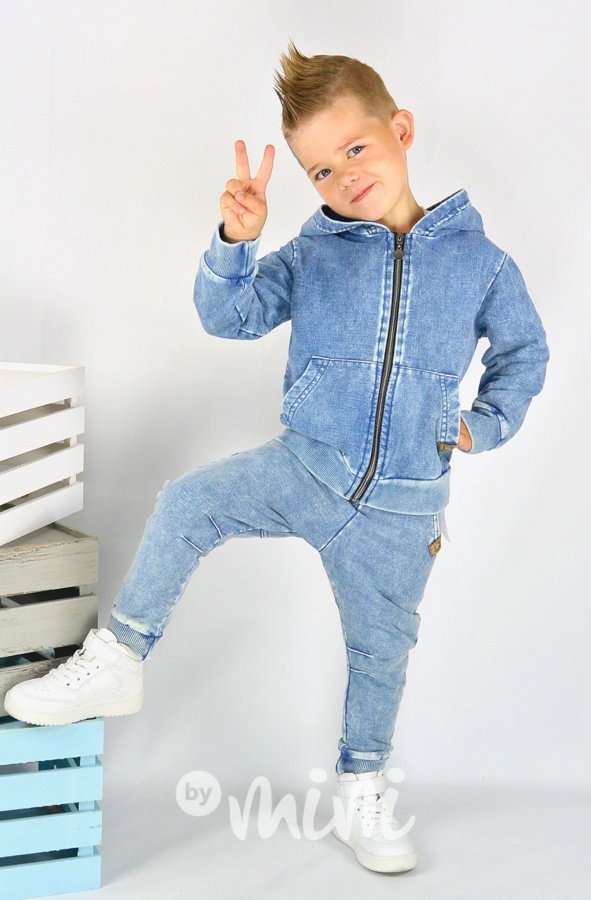Jeans mikina s kapucí