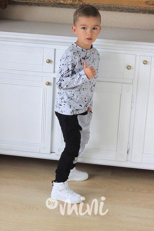 Šedočerné baggy chlapecké tepláky