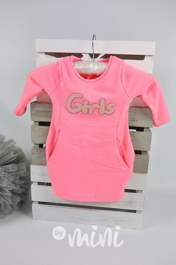 GIRLS dívčí tunika neon pink