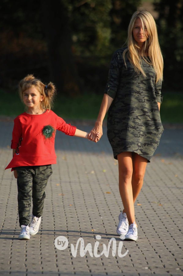 Army sporty šaty - set matka dcera