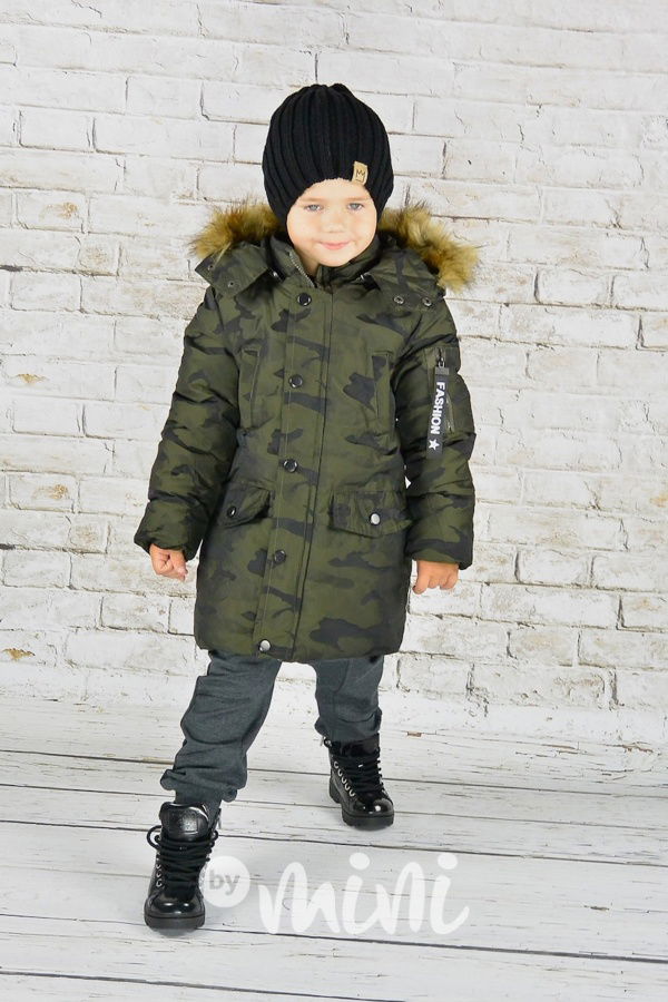 Chlapecký zimní kabát army maskáč