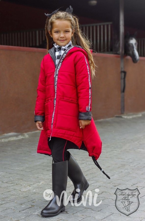 Dívčí podzimní červený Voga kabát