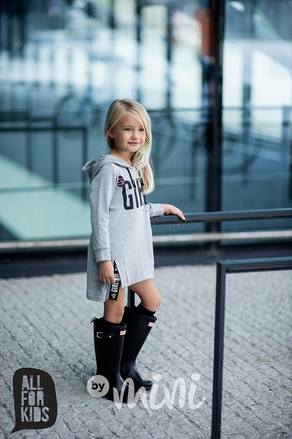 GIRL hoodie dress grey