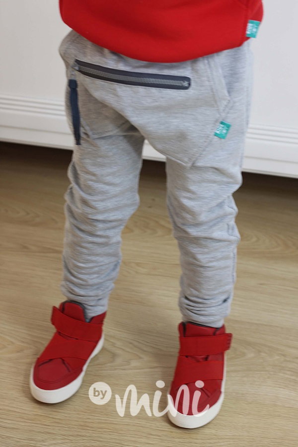 Šedé vyteplené baggy tepláčky se zipem