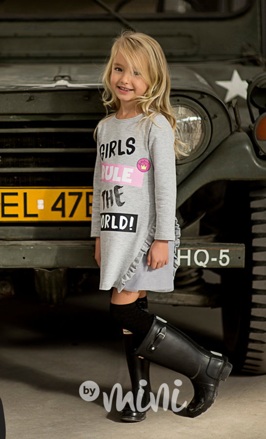 Girls rule the world tunika šedá