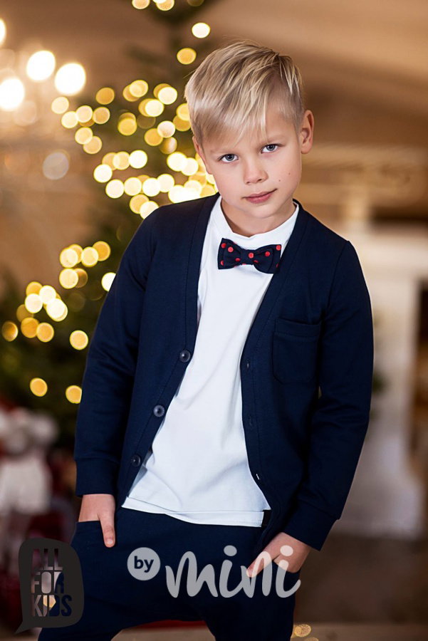 Modrý bavlněný svetřík na knoflíky