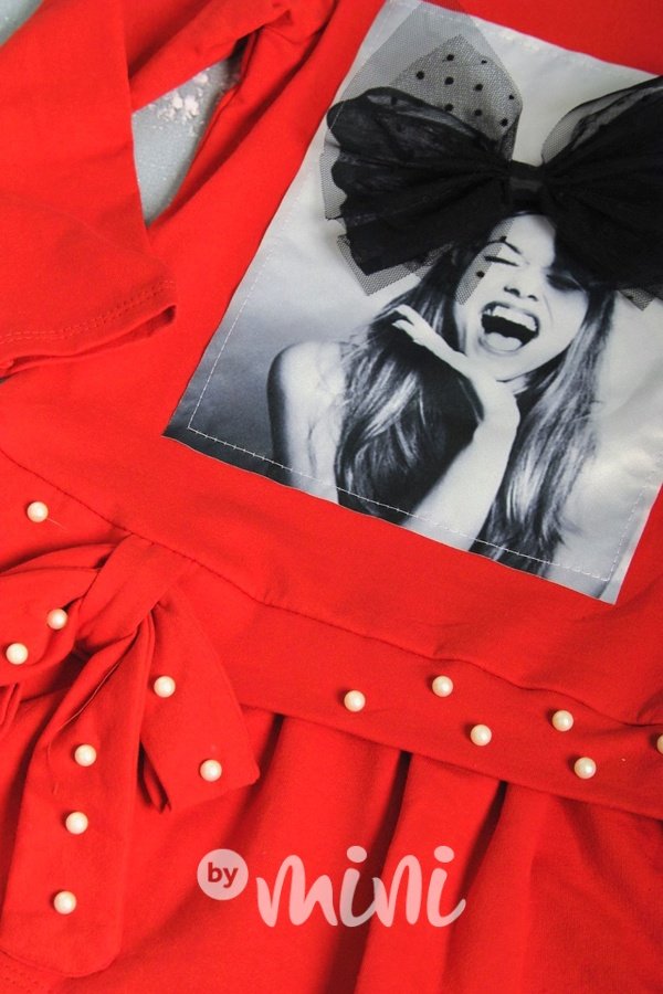 Red delší dívčí fashion šaty