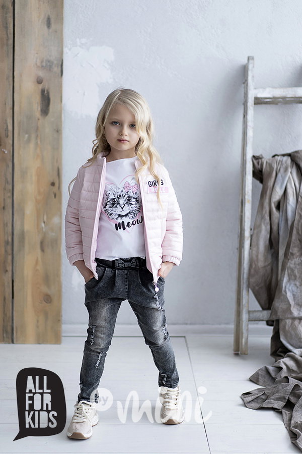 Grafitové jeans baggy kalhoty s mašličkou