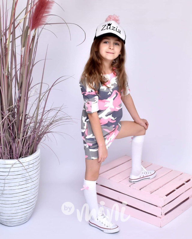 Pink army sporty šaty - set matka dcera