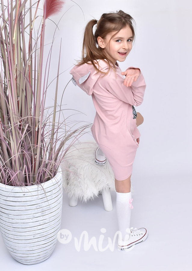 Pink kočicí tunika s kapucí