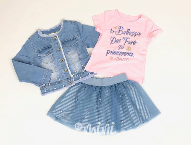 Jeans 3ks komplet pink
