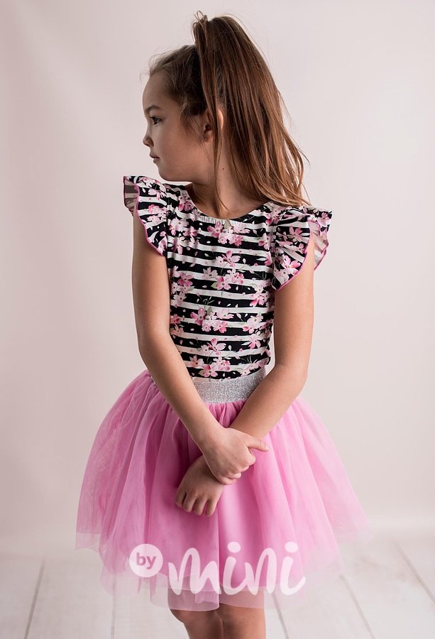 Pink silver tylová tutu sukně
