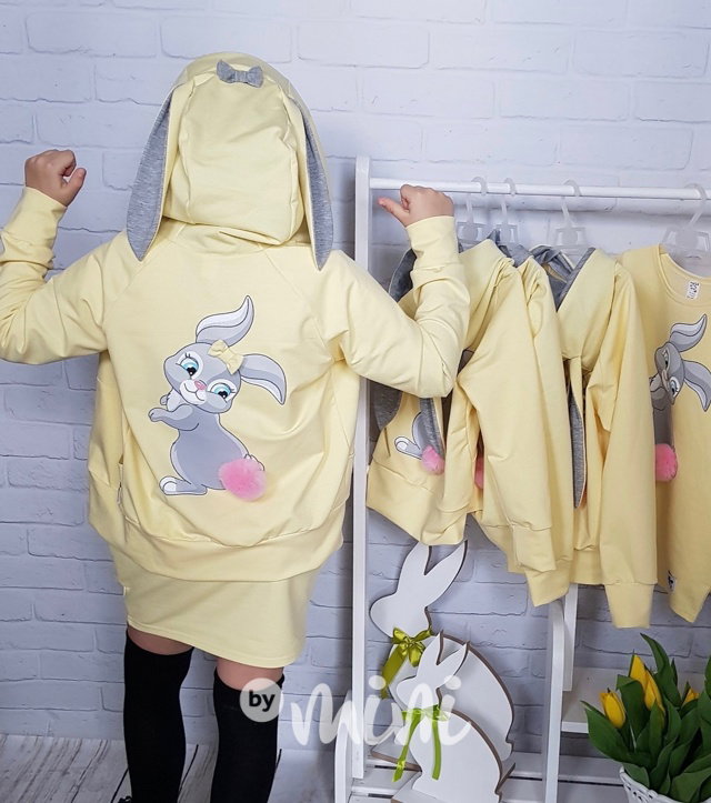 Bunny mikina s ouškama žlutá