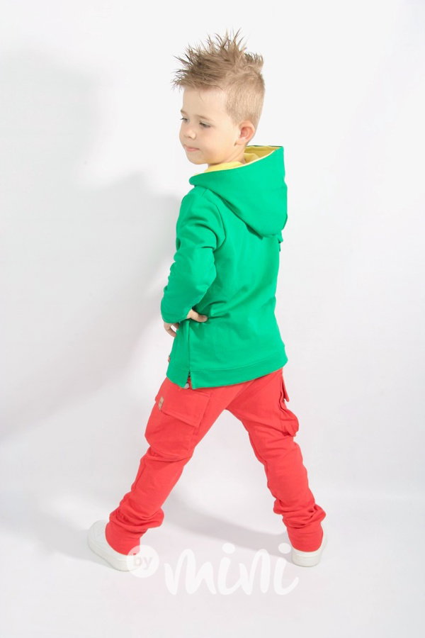Chlapecké červené baggy kapsáče bavlněné na zip By MINI