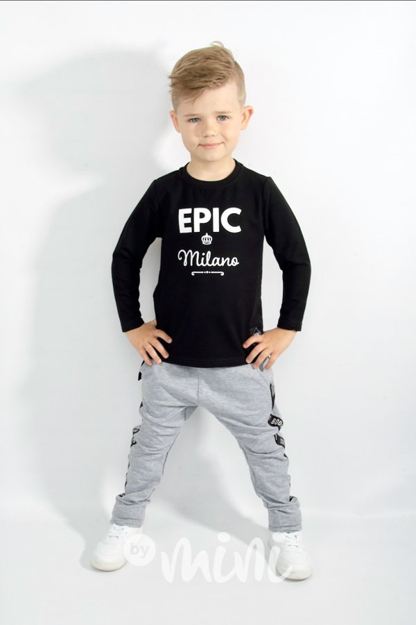 Černá chlapecká mikina s dlouhým rukávem a nápisem EPIC Milano bymini
