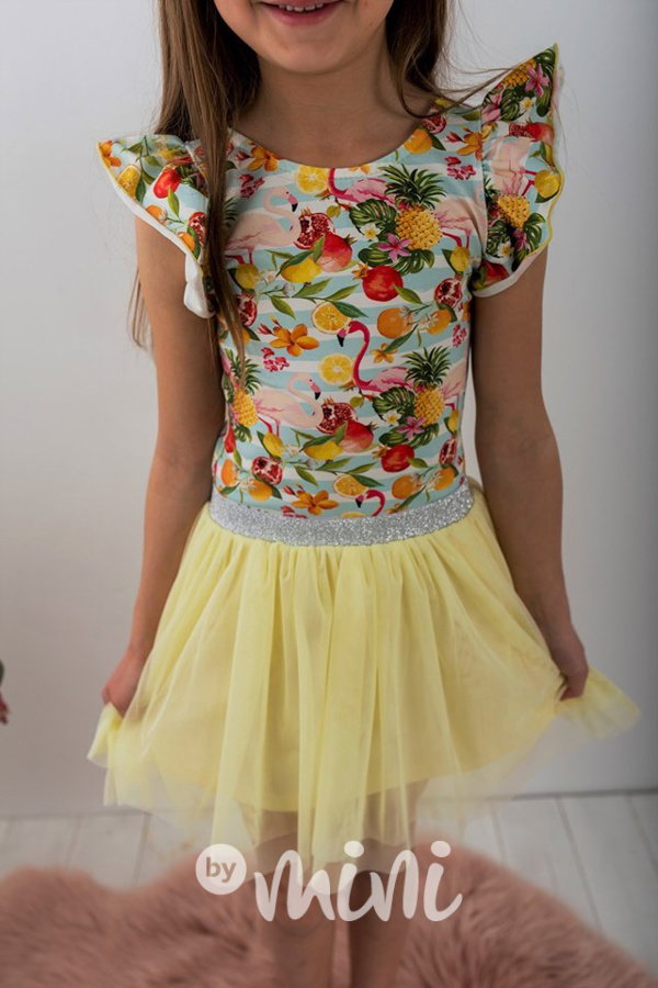 Yellow silver tylová tutu sukýnka