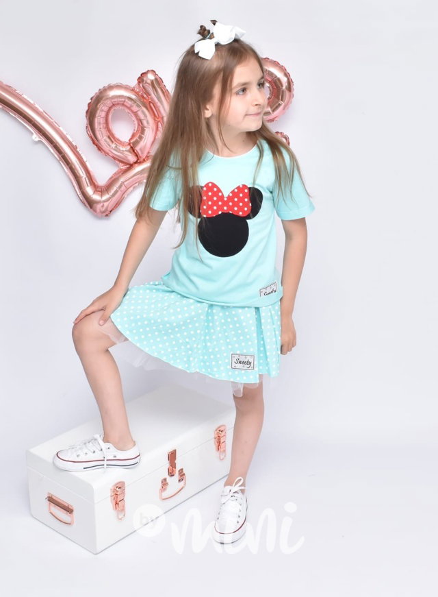 Minnie set mentol - tylová sukně a triko