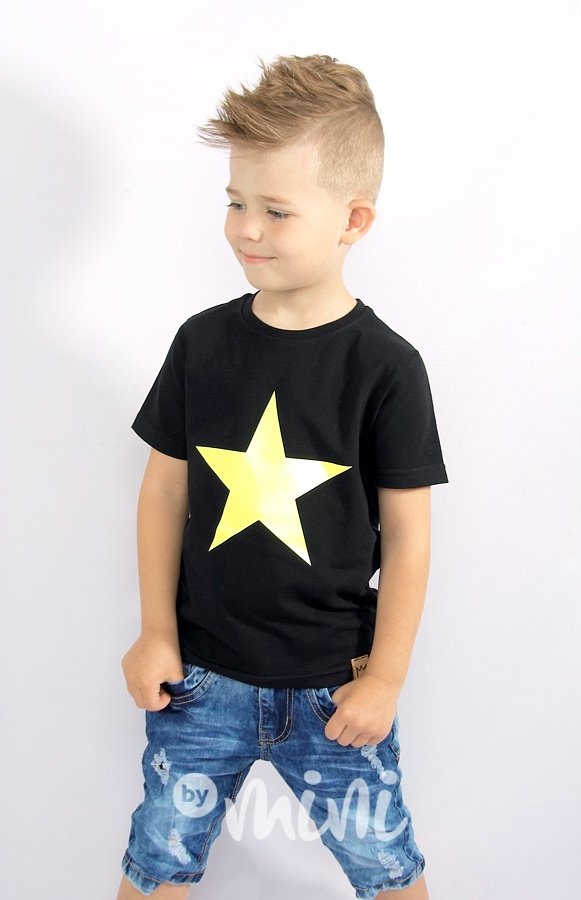Černé chlapecké triko s neon hvězdou