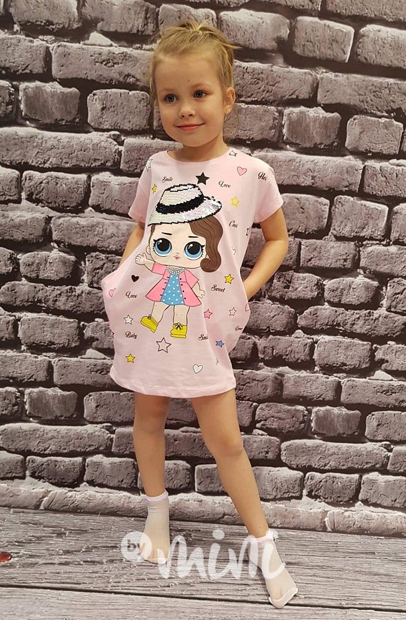 LOL tunika s flitr kloboučkem pink