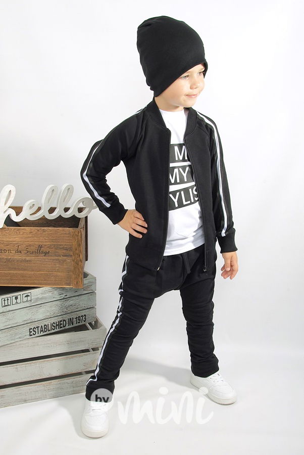 Super synek lampas set černý - mikina + baggy