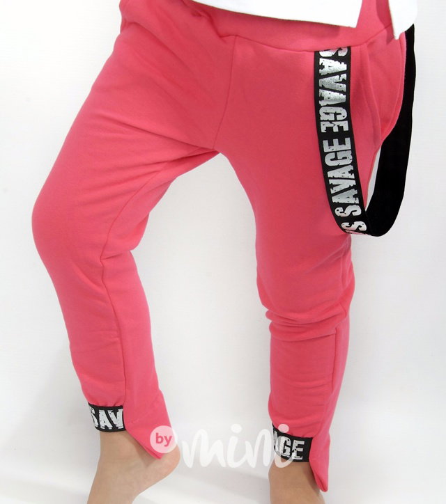 Winter vyteplené fashion baggy s laclem - malinové