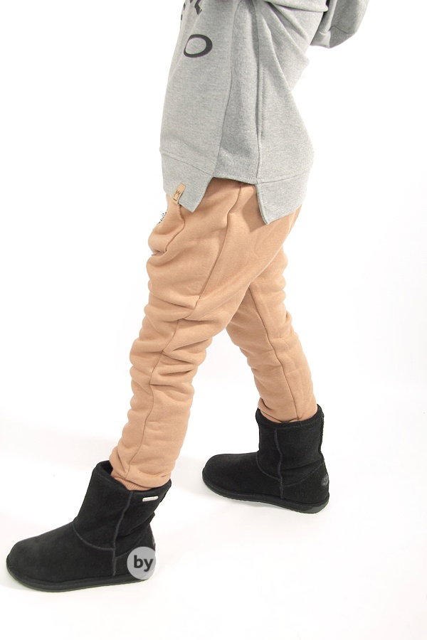 Super termo baggy tepláčky se zipem - white coffee
