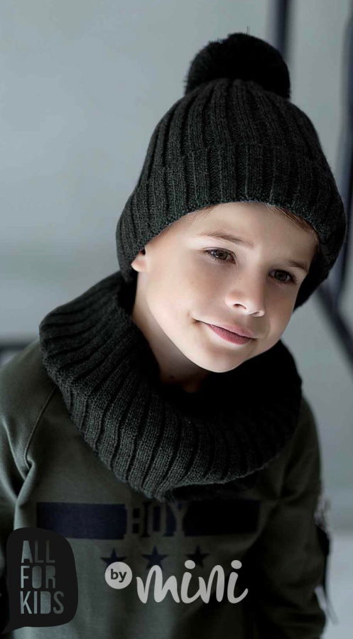 Zimní kulich a nákrčník - khaki