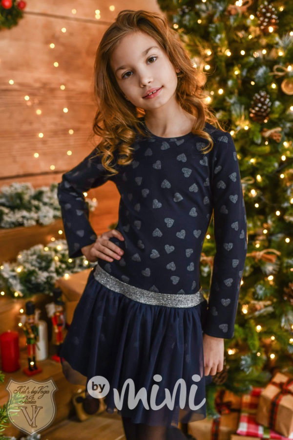 Royal blue dress/silver hearts by Voga