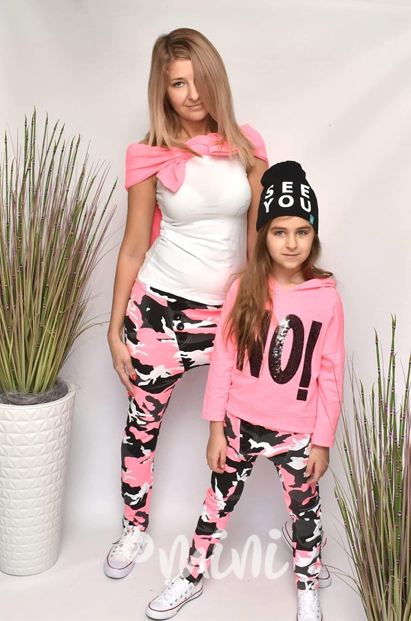 Neon PINK army baggy tepláčky *new*
