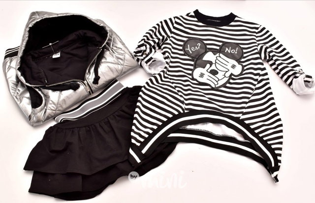 Pruhovaná atypická mikina Mickey