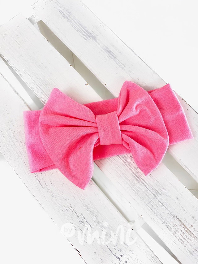 Neon pink čelenka s mašlí