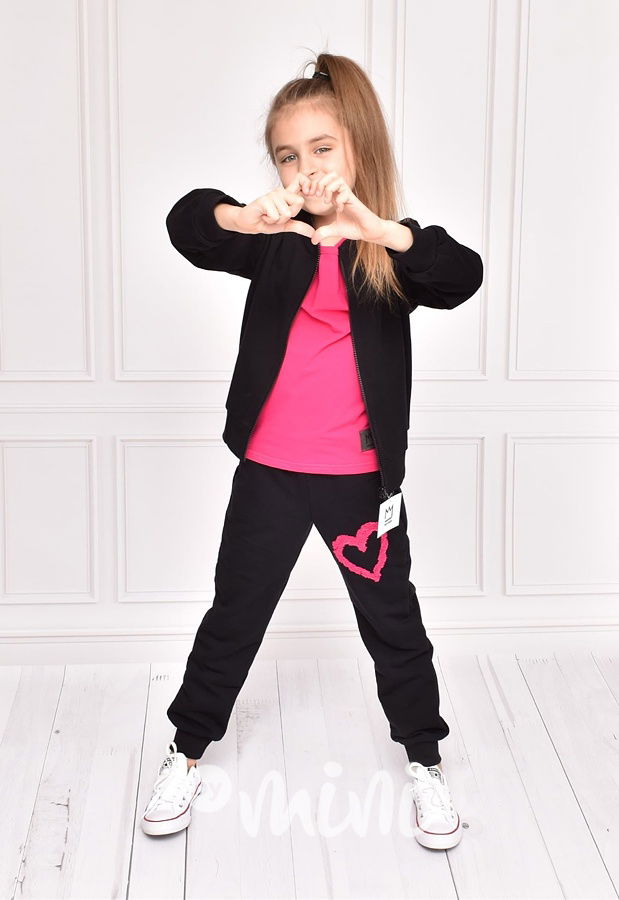 Černá heart dívčí mikina s flitry