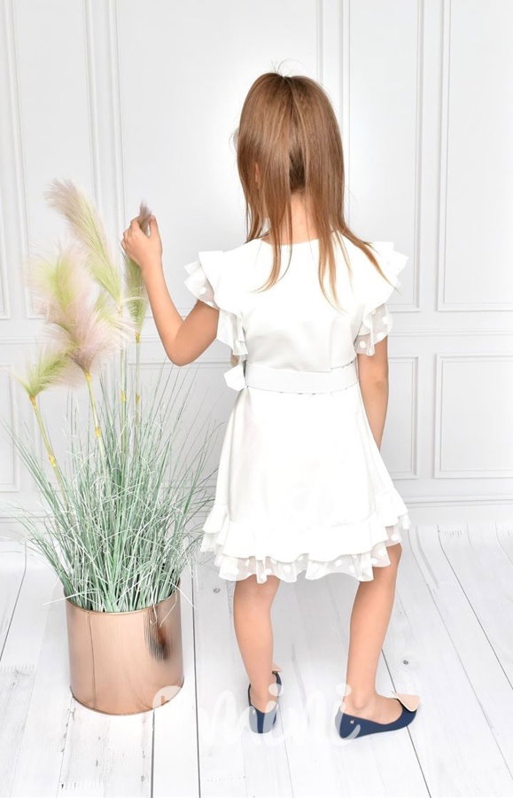 Srdíčkové elegant dívčí šaty - white