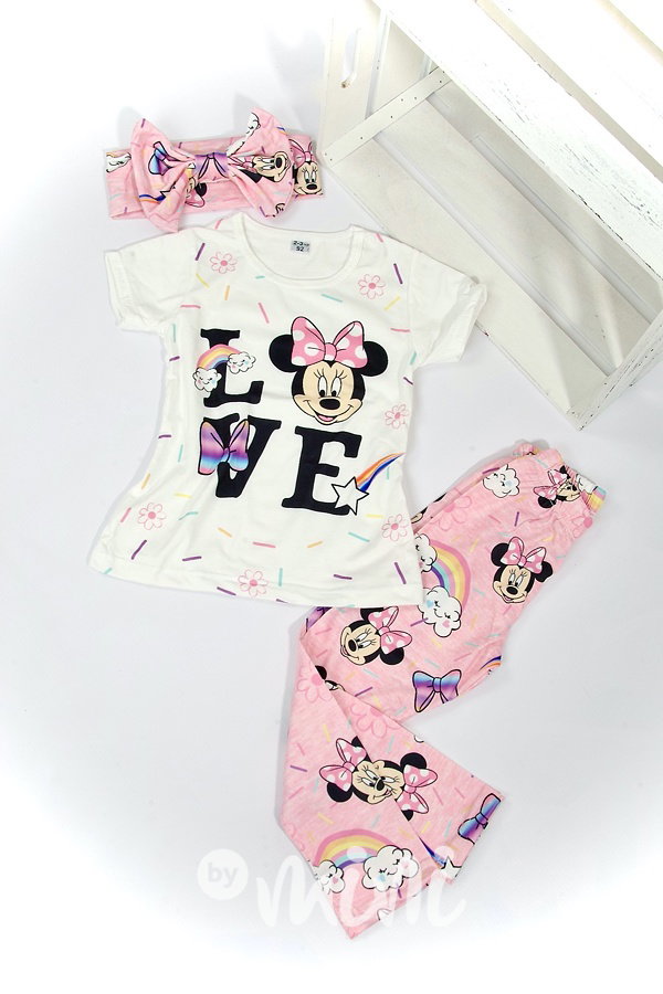 3ks Minnie Mouse dívčí set - pink