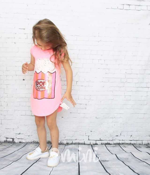 Popcorn dress pink Skladem ByMini.cz