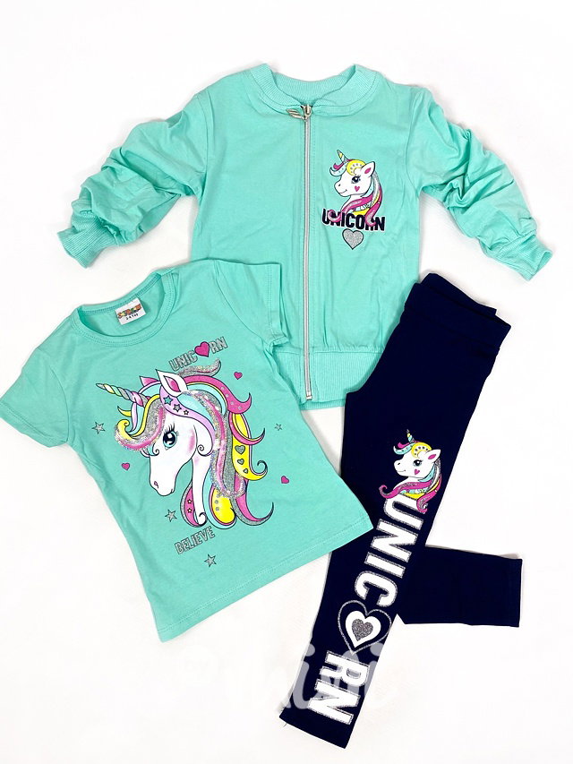 3pcs Unicorn mint souprava