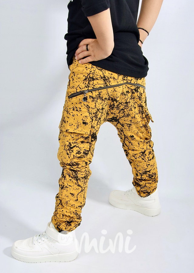 Mustard marble baggy kapsáče zip