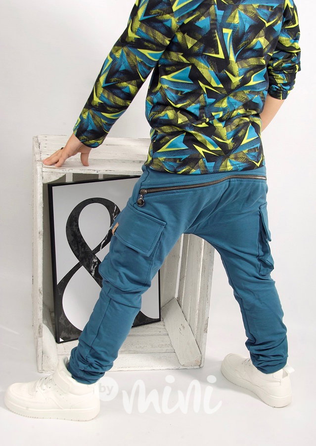 Pastel petrol baggy kapsáče zip