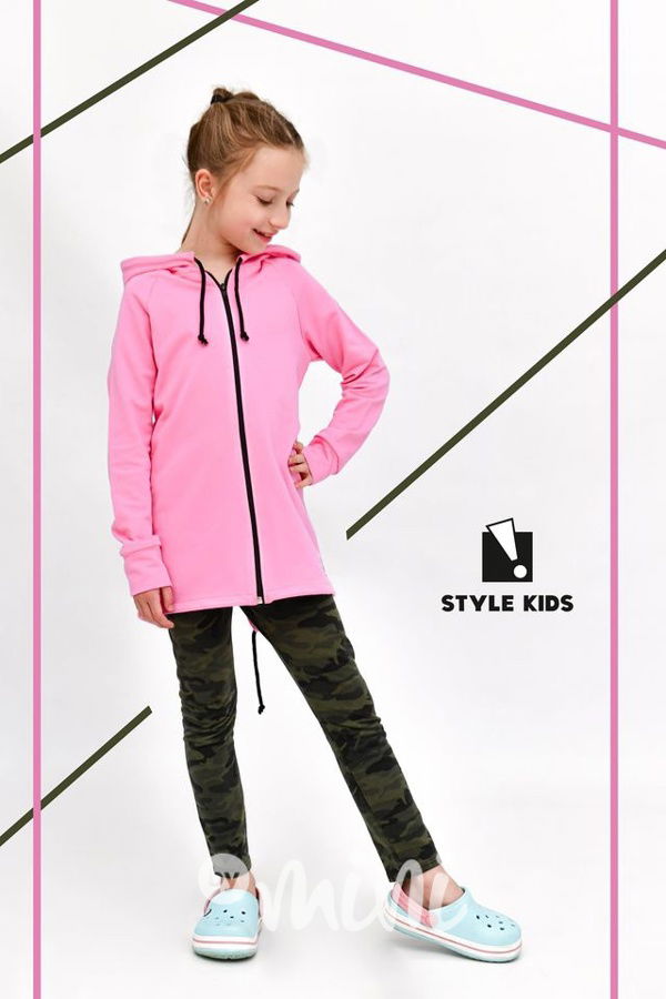 Dětská mikina s kapucí a ušima růžová