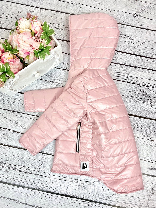 Jarní prošívaná long bunda - pudrová