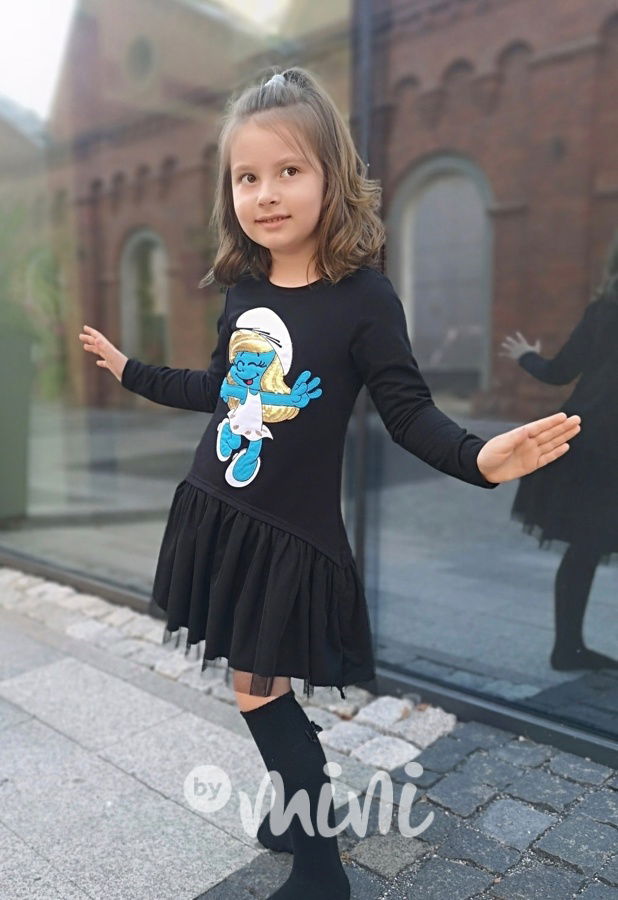 Dětské tylové šaty se Šmoulinkou