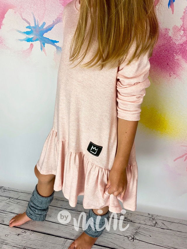 Svetříkové oversize šaty pink melange