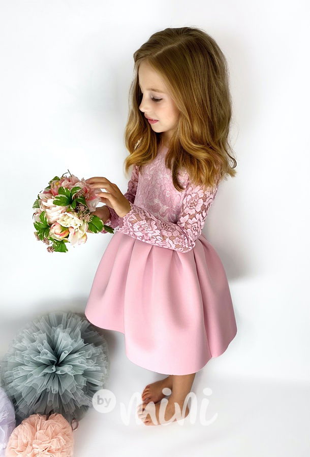 Dívčí růžové nemačkavé šaty