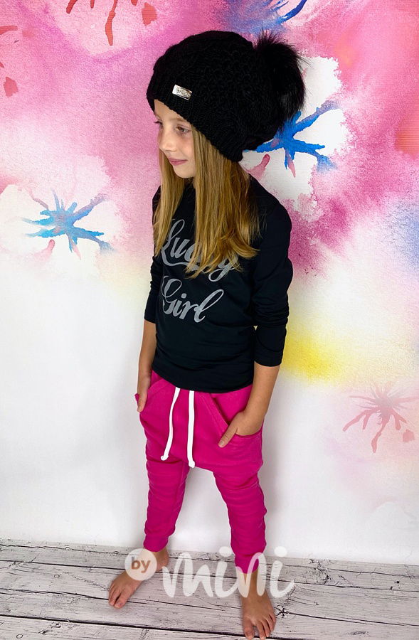 Vyteplené dívčí baggy malinové